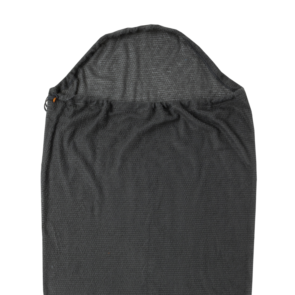 Black drawstring bag on a white background
