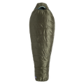 The Big Agnes Anthracite 20° is a lightweight, olive green mummy-style sleeping bag with a hood, ideal for outdoor camping and cold weather, shown against a plain white background.