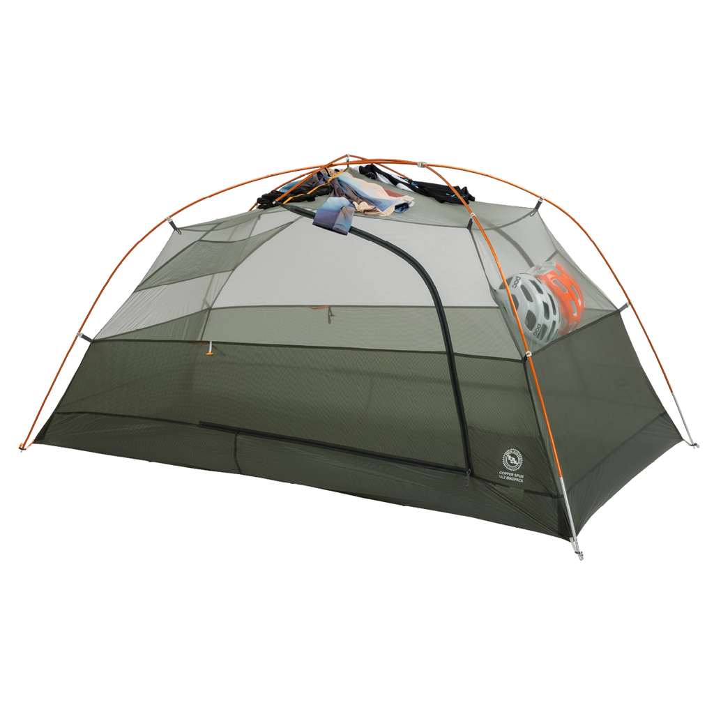 Copper Spur UL2 Bikepack tent with orange accents on a white background