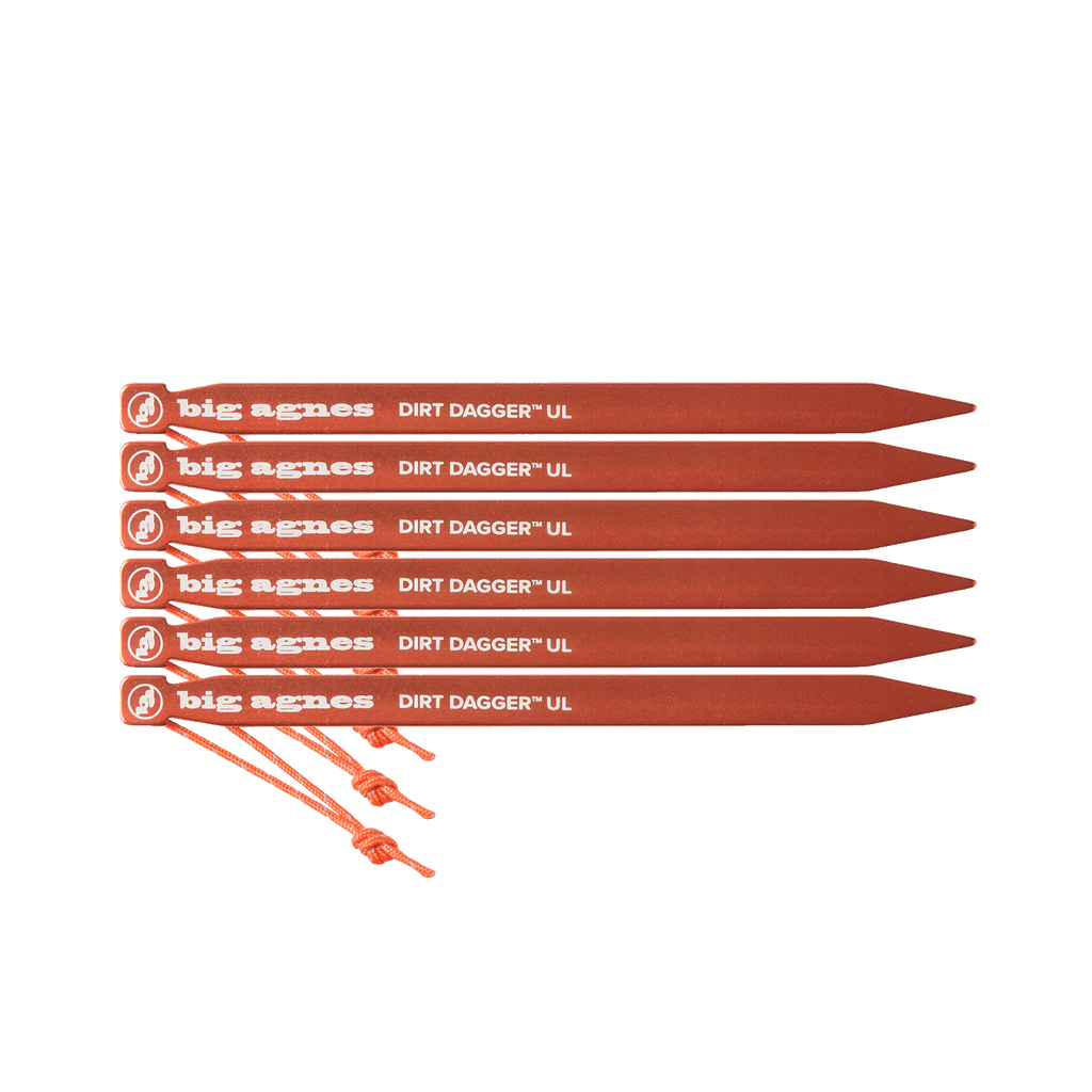 Dirt Dagger UL Tent Stakes Pack of 6 Lined Up