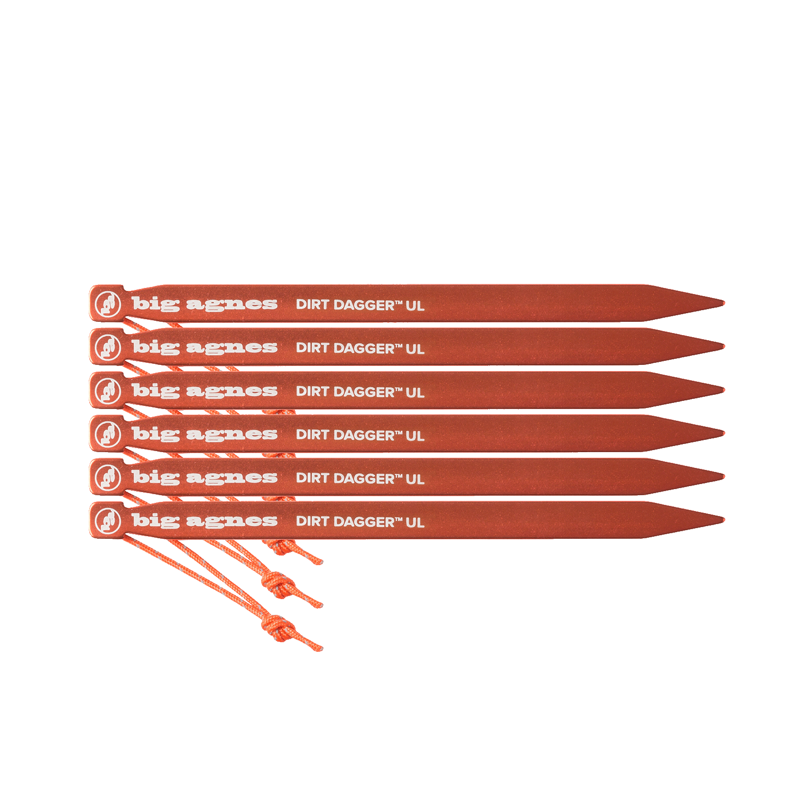 Dirt Dagger UL Tent Stakes Pack of 6 Lined Up
