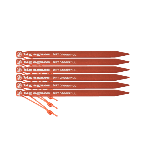 Dirt Dagger UL Tent Stakes Pack of 6 Lined Up