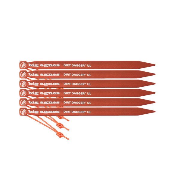 Dirt Dagger UL Tent Stakes Pack of 6 Lined Up