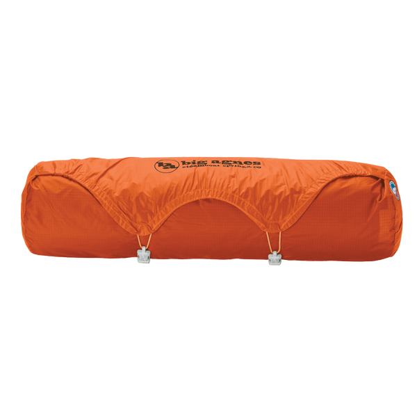Orange sleeping bag on a white background