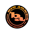 Big Agnes logo sticker with orange text on a black background