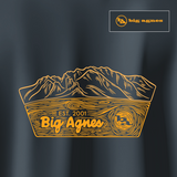 Big Agnes logo with mountain design on a dark background