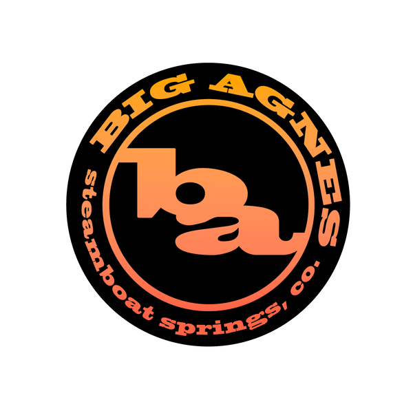 Big Agnes Returns logo with orange text on a black background