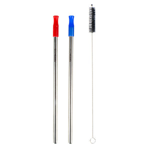 2-Pack Stainless Steel Straws w/Silicone Tip