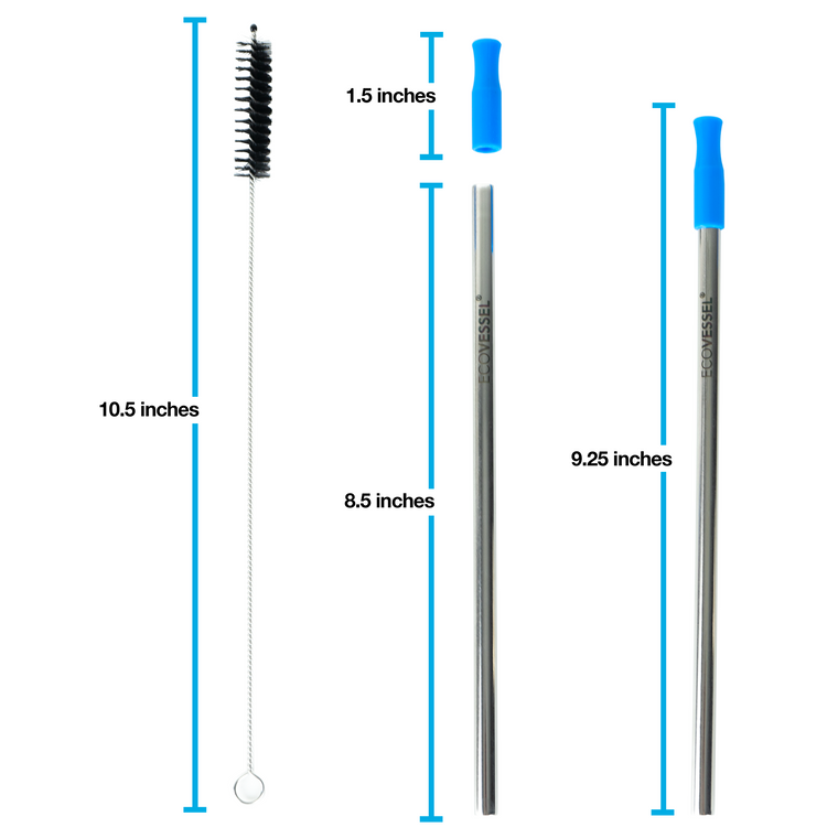 4-Pack Stainless Steel Straws w/Silicone Tip