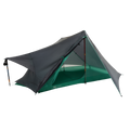 Camping tent with green interior on a white background