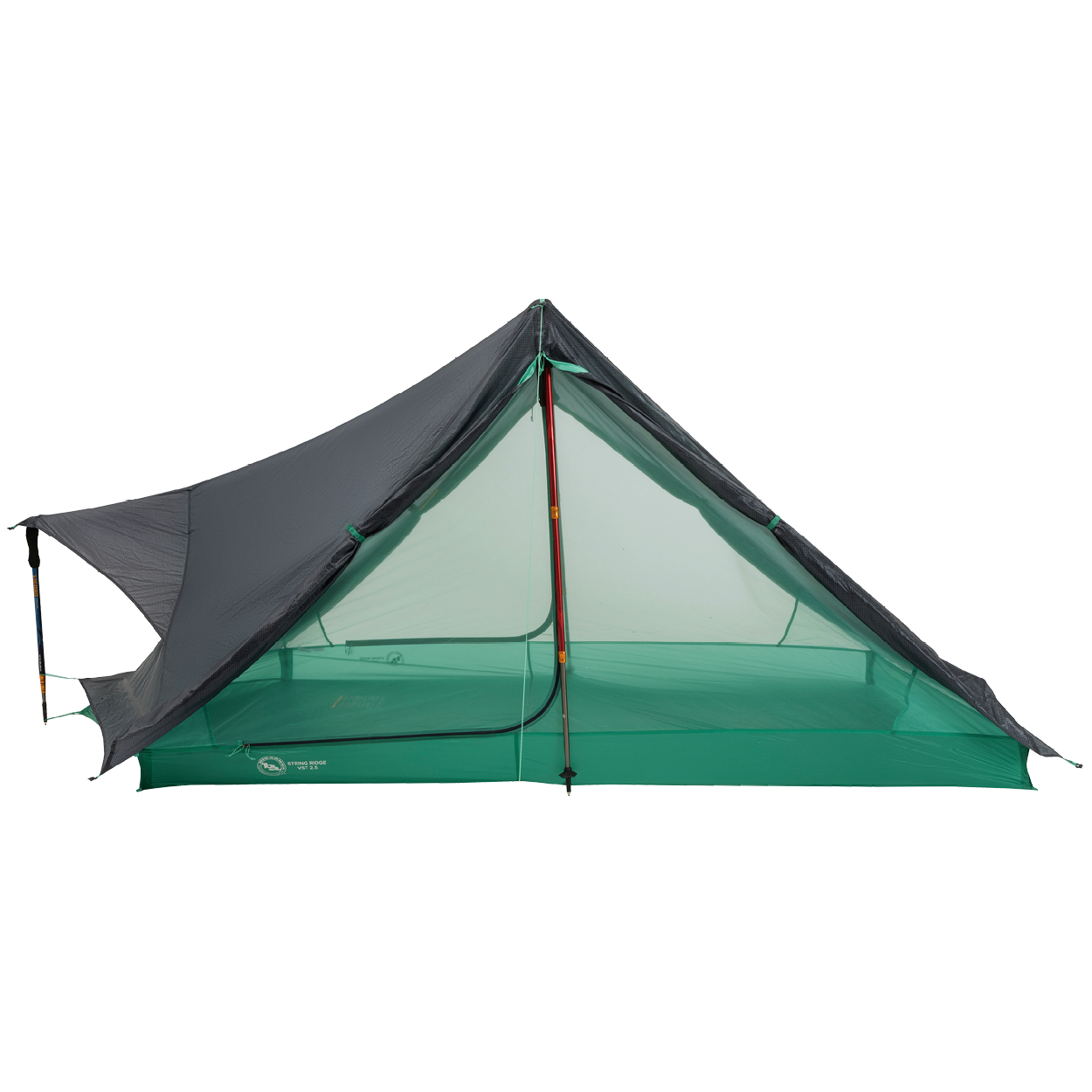 Green and black tent on a white background