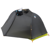 Gray Tiger Wall UL1 Bikepack camping tent with green base on a white background