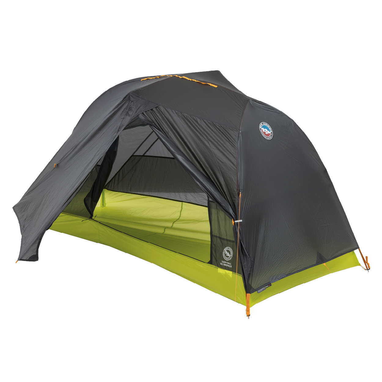 Black and green Tiger Wall UL1 Bikepack tent with a visible brand logo on a white background