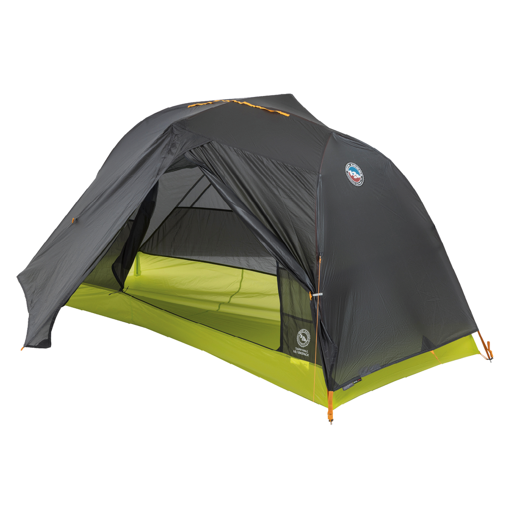 Black and green Tiger Wall UL1 Bikepack tent with a visible brand logo on a white background