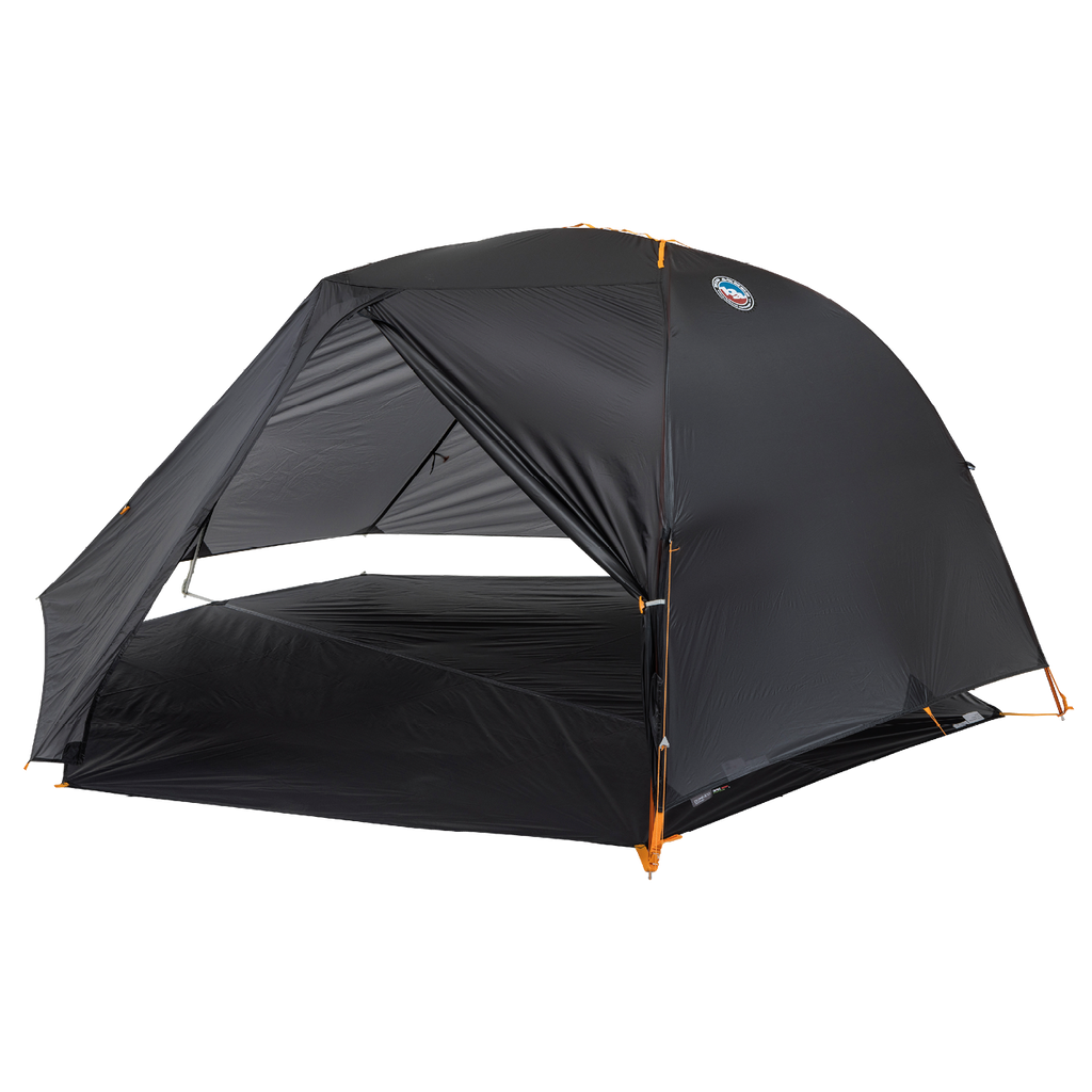 Black Tiger Wall UL2 Bikepack camping tent with orange accents on a white background