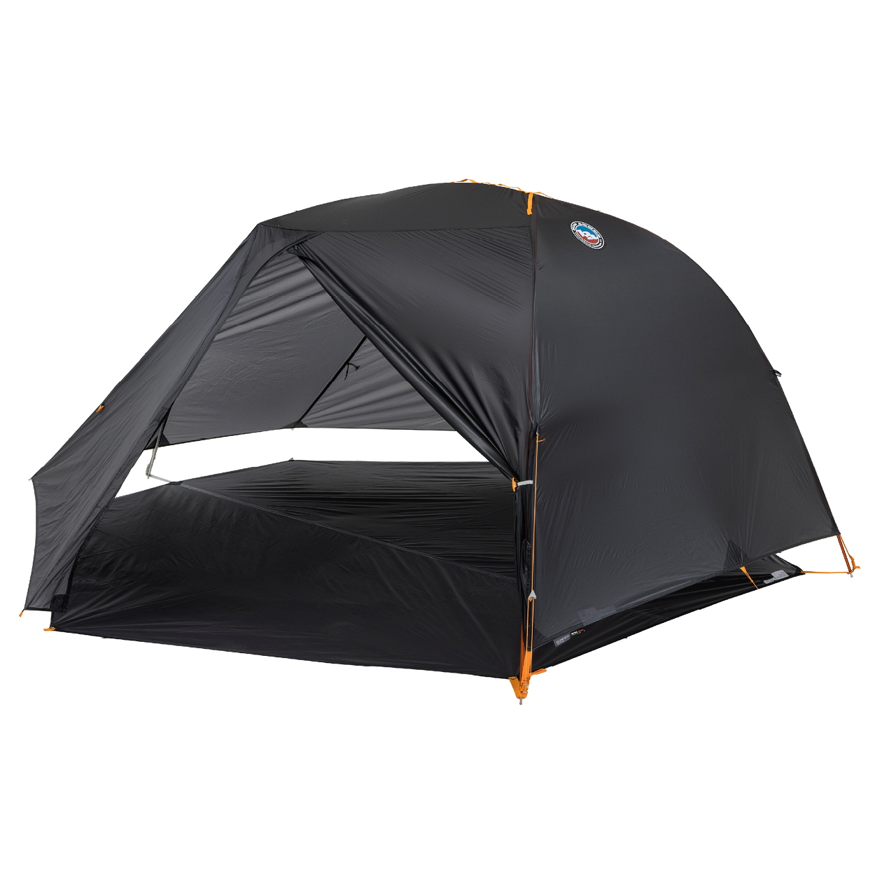 Black Tiger Wall UL2 Bikepack camping tent with orange accents on a white background