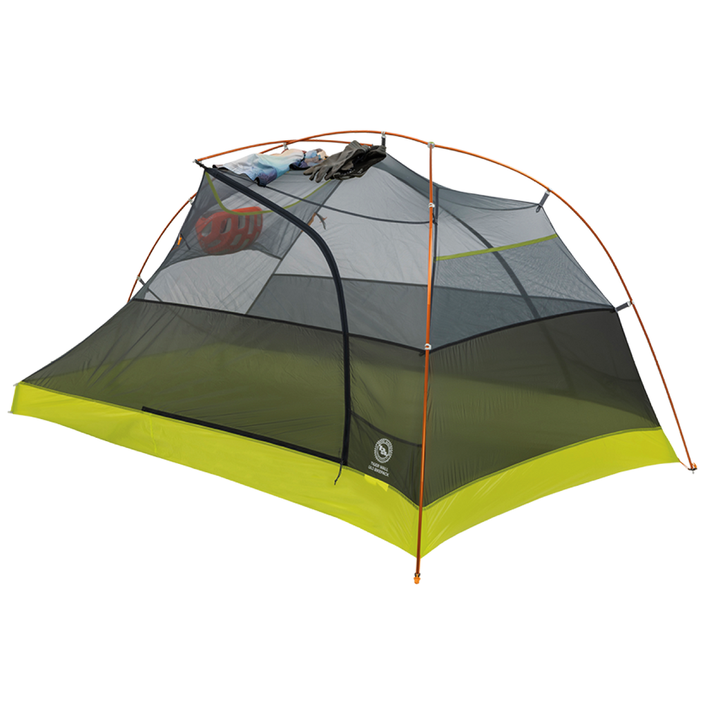 Tiger Wall UL2 Bikepack camping tent with green floor and gray walls on a white background