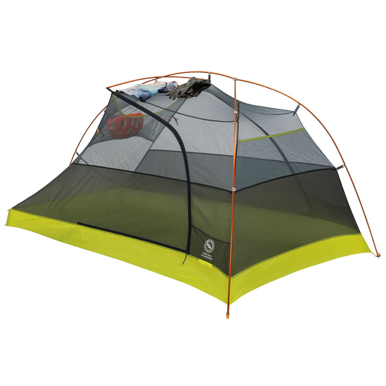 Tiger Wall UL2 Bikepack camping tent with green floor and gray walls on a white background
