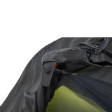 Close-up of a gray Tiger Wall UL2 Bikepack with a drawstring on a white background