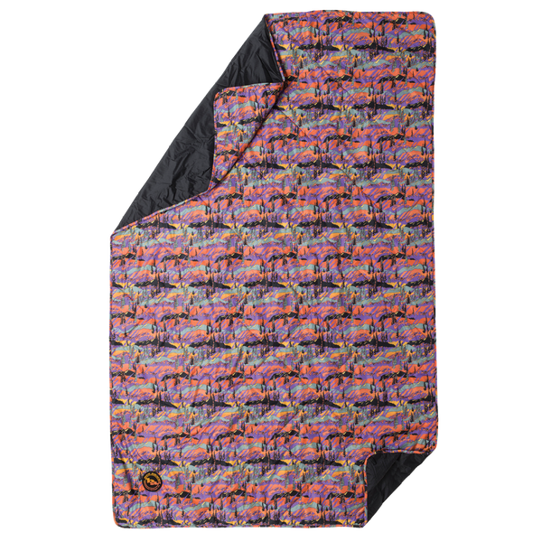 Multicolored quilt with a pattern on a white background
