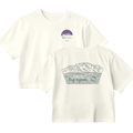 White t-shirt with mountain graphic and 'Big Agnes Returns' branding on a white background