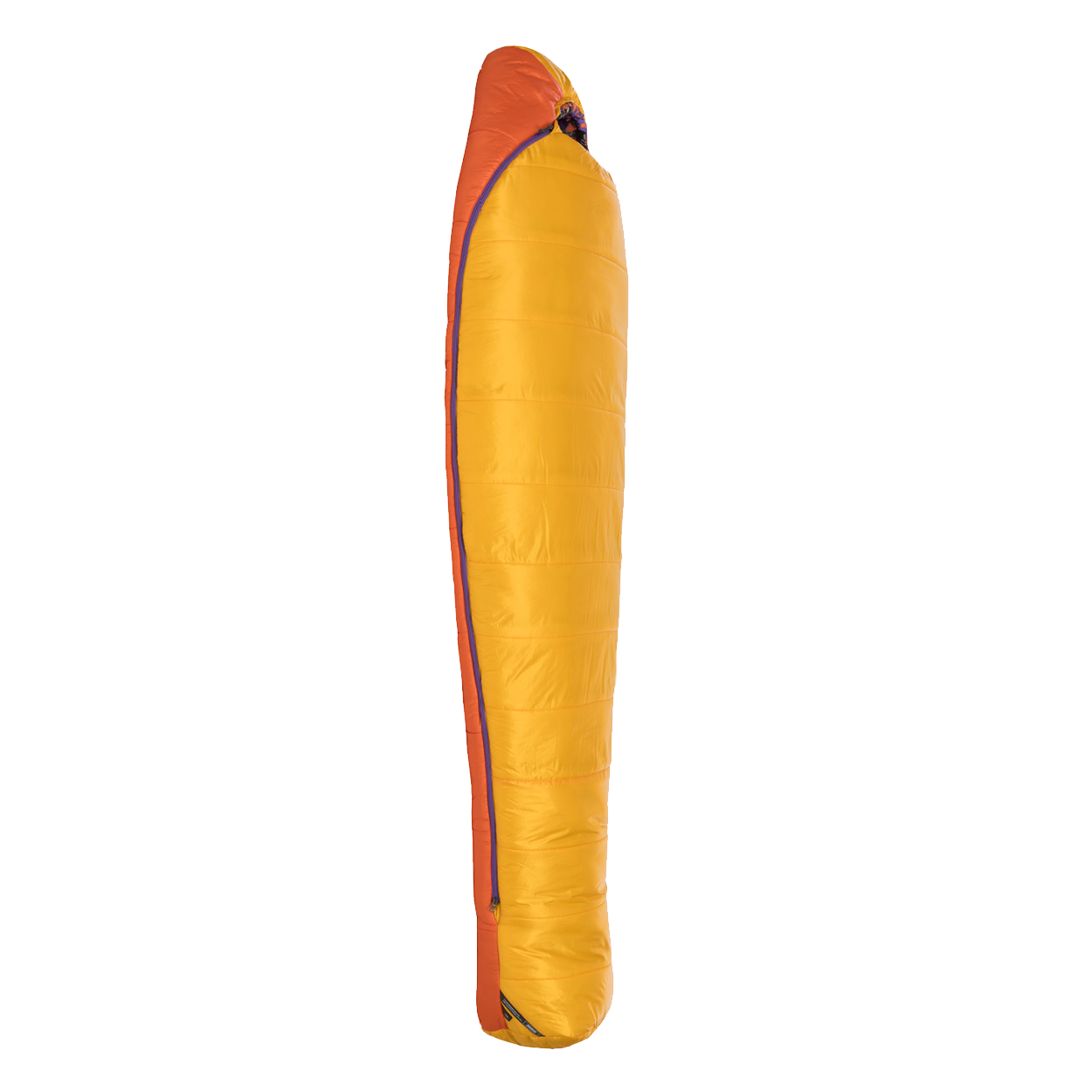 Yellow and orange sleeping bag on a white background