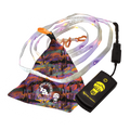 Colorful LED lanyard with a charging cable on a white background