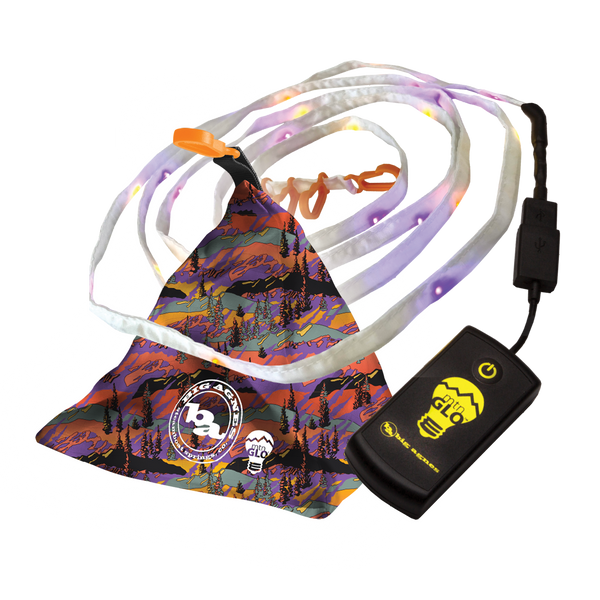 Colorful LED lanyard with a charging cable on a white background