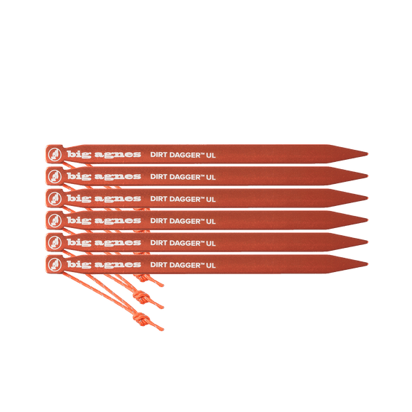 Dirt Dagger UL Tent Stakes Pack of 6 Lined Up